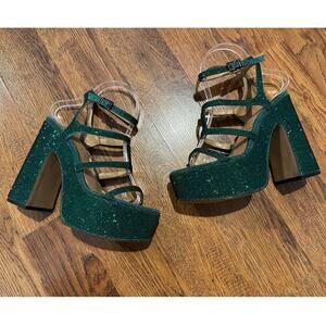 Jessica Simpson Women's Meitini Strappy Bling Platform Sandals – Green – Size 7